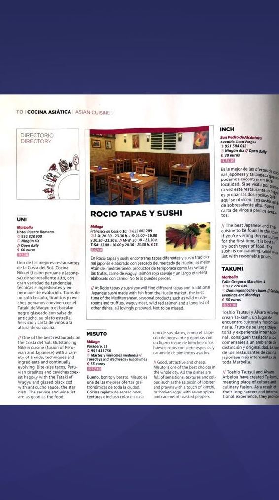 Reportaje "Una cultura Alimentaria que triunfa" - pag 4 - ROCÍO TAPAS Y SUSHI